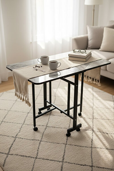 ALCHAİR Demaz Serisi 70x110 Gri Mermer Desen Açılabilir Katlanabilir Tekerlek...