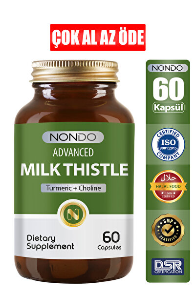 Nondo Milk Thistle 60 Kapsül ( Deve Dikeni Enginar Slibin Kolin Karahindiba Z...