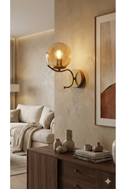 avizade MERLA Tekli Cam Küre Dekoratif Pilli Aplik - Minimalist Duvar Lambası...