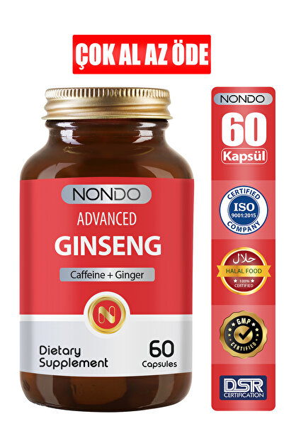 Nondo Ginseng 60 Kapsül ( Panax Ginseng Keçi L-arginin Kafein Kore Ginsengi K...