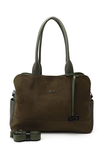 GÖNDERİ(R) Women's Khaki Suede Long Strap Hand and Shoulder Bag