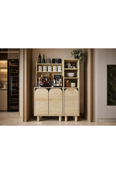VM VERTEX MOBİLYA Parma 3 Kapaklı Mutfak Dolap, Kahve Köşesi, Çok Amaçlı Dola...