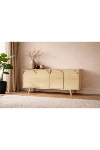 VM VERTEX MOBİLYA Venezia Ahşap Ayaklı Bohem Konsol Safir Meşe 150 Cm