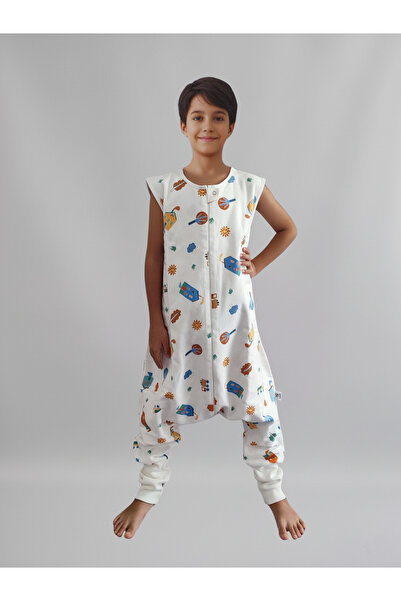 RUKİYE YAVUZ Pamuk Pazen Kolsuz Çocuk Uyku Tulumu %100 Pamuk Çift Kat Pazen 2...