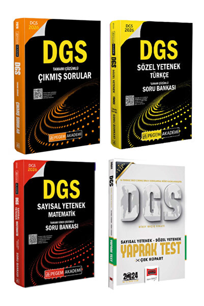 Pegem Akademi Yayıncılık 2026 DGS Çıkmış Sorular+Türkçe Sözel Mantık-Matemati...