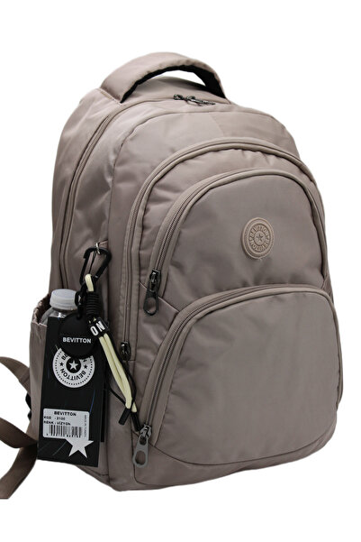 Harmela 34600 Waterproof Fabric School Bag Unisex School Backpack Mink