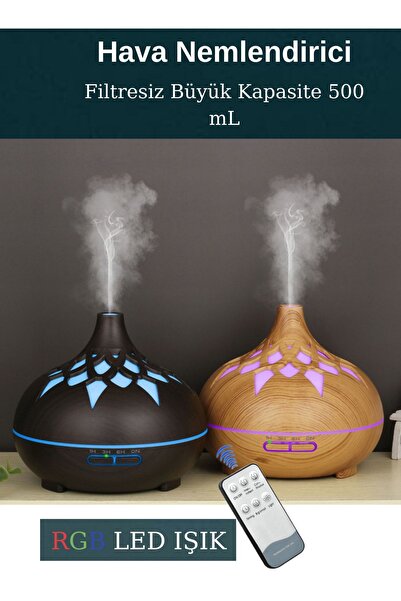 H2O Humidifier Hava Nemlendirici Buhar Makinası Difüzörü Buhar Unik 7 Renk Led Işıklı Filtresiz 300ml Esansiyel
