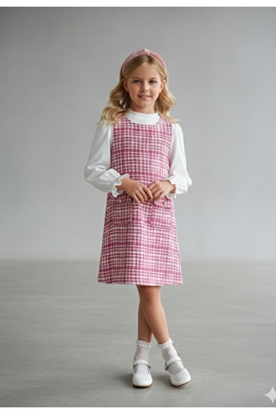 Dmb Κοριτσίστικο καρό φόρεμα με δύο τεμάχια
