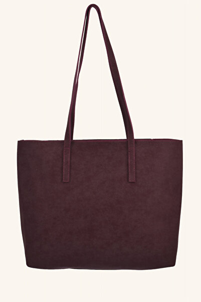 birizmoda Geantă de mână și de umăr din piele intoarsa pentru femei - Bordeaux