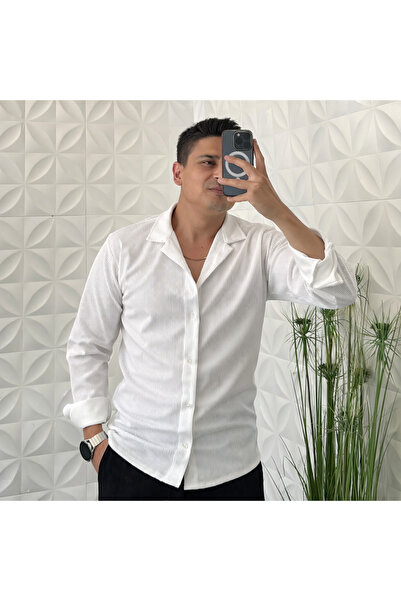 WENMİNG Мъжка риза с дълги ръкави и кант