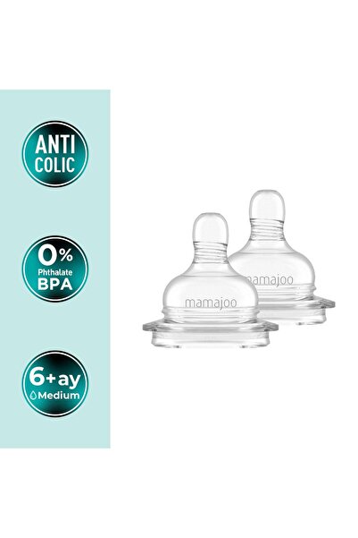 Mamajoo Antikolik Biberon Emziği Seti 6 Ay+ | Orta Akışlı, İkili - Saklama Ka...