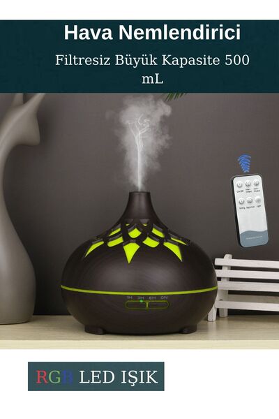 H2O Humidifier Hava Nemlendirici Buhar Makinası Difüzörü Buhar Unik 7 Renk Led Işıklı Filtresiz 300ml Esansiyel