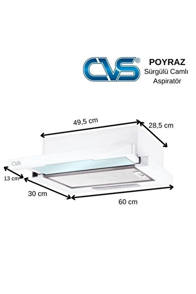 CVS DN 1146 POYRAZ Sürgülü Camlı Tek Filtre Aspiratör