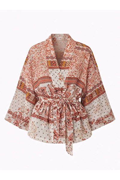 Retrobird Mini Wrap Blouse Kimono Women Copper Colored