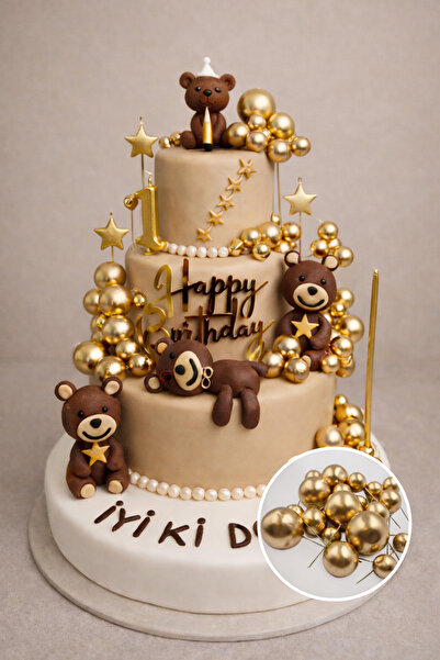 Adana Pasta Malzemeleri ERT-TOP-104 GOLD PASTA ÜSTÜ DEKORASYON TOPLARI 20 ADET