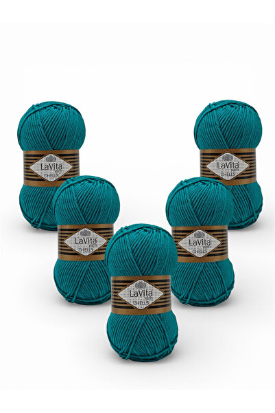 LaVita Yarn خيوط تشييلز للحياكة اليدوية 100% أكريليك 500 جرام 5 قطع (9606 أخضر)