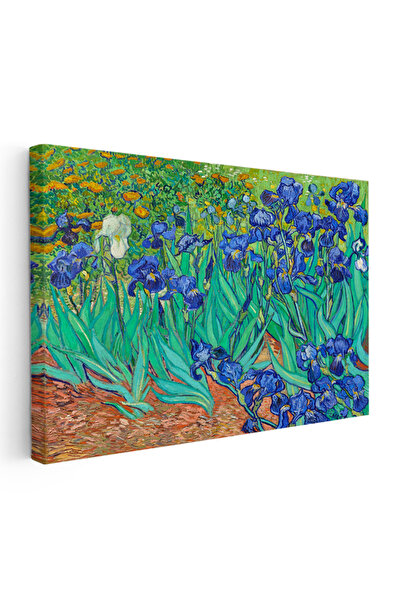 Tablofest Yatay Kanvas Tablo Vincent van Gogh İris Çiçekleri Bahçe Mavi Ressa...