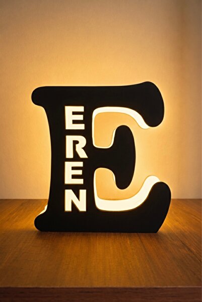 Runc Design Kişiye Özel İsimli LED Işıklı Ahşap Harf Lamba – Baş Harf Tasarım...