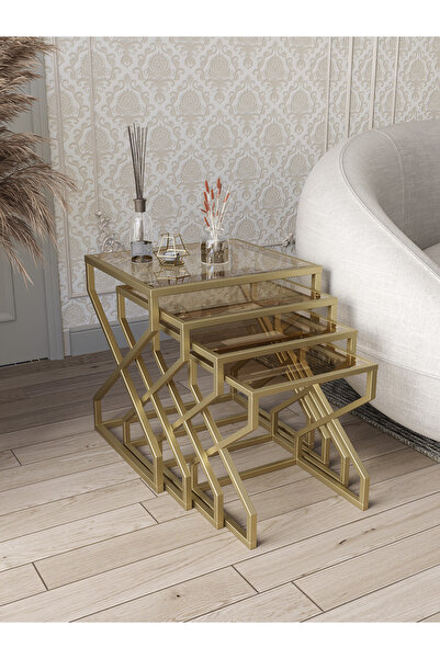 Dekoport Ela 4lü Zigon Sehpa Yan Sehpa 45*50 ölçü