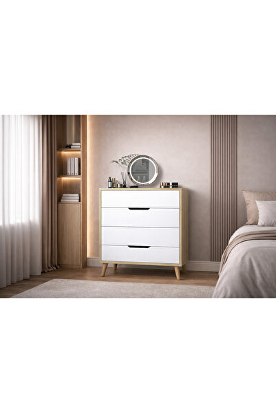 VM VERTEX MOBİLYA Flora Şifonyer 4 Çekmeceli Yatak Odası Bebek Odası Safir Me...