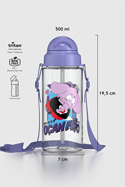 Renga Migo Kral Şakir Desenli 500 ml Askılı Pipetli Tritan Çocuk Matara 22202...