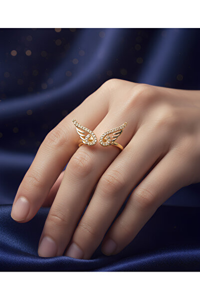 BANEDETTA New Season Gold Color Angel Wing Ring Trend Zircon Stone Adjustable...