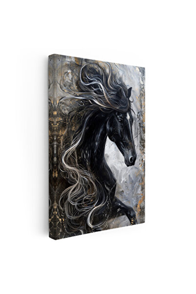 Tablofest Dikey Kanvas Tablo Akışkan Yele Tasarımı At Tablosu Ev Ofis Duvar D...