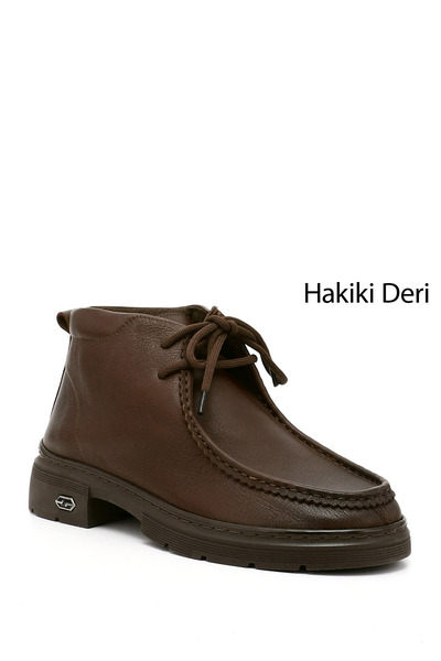 GÖNDERİ(R) Kadın Kahverengi Bağcıklı Hakiki Deri Comfort Bot