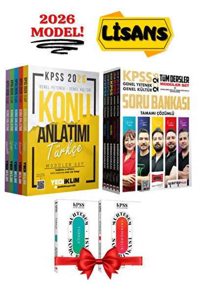 Yediiklim Yayınları 2026 KPSS Lisans Türkçe+Matematik+Tarih+Coğrafya+Vatandaş...
