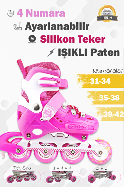 Hsport Yüksek Kalite IŞIKLI Silikon Teker Çocuk Paten Ayarlanabilir Çocuk-Yet...