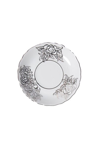 Güral Porselen Rose El dekoru 12 Cm Çay Tabağı Gümüş İşleme 8020