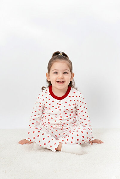 irkkids Kız Bebek Önden Çıtçıtlı Pamuklu Pijama Takımı