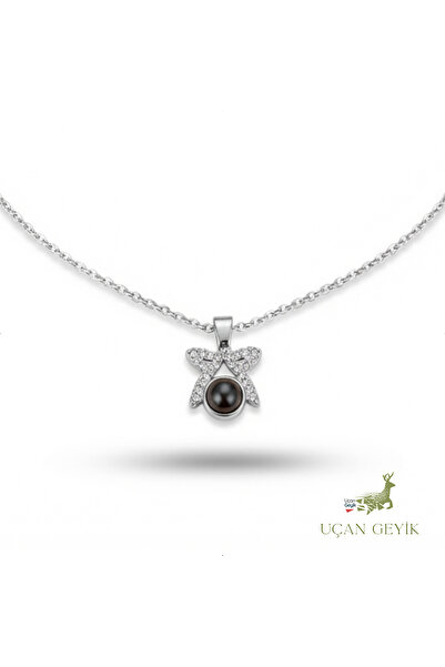 UçanGeyik Fiyonk Şeklinde 100 Dilde Seni Seviyorum Projeksiyonlu Kolye - Gri ...