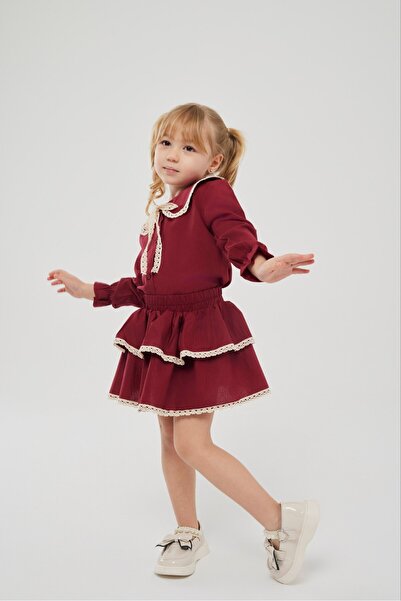 sobekidstore قميص رقيق للفتيات مع تنورة، طقم احتفالي مع هدية مشبك للزينة