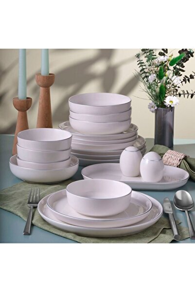 Güral Porselen Bilbao 54 Parça 12 Kişilik Yemek Takımı Gümüş Yaldız 220