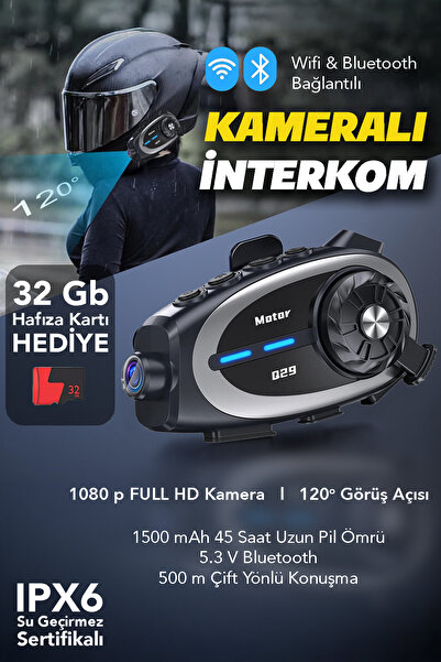 mimtec 500m Kameralı Intercom - Su Geçirmez Motosiklet Kulaklık Bluetooth 5.3...