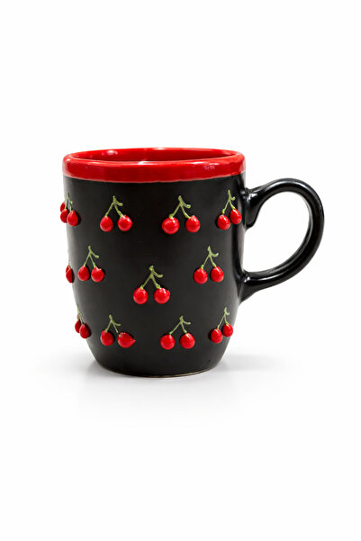 Zühre KİRAZ DESENLİ BÜYÜK BOY KUPA EL İŞİ