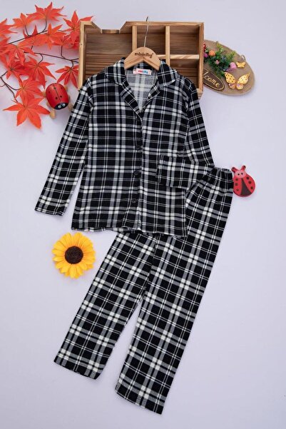 zahider Set de pijamale din țesătură de piele întoarsă cu nasturi din bumbac ...