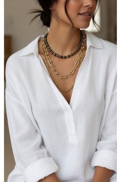 KARE ACCESORIES Natural Pyrite Stone Necklace Set