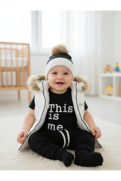 Hippıl Baby مجموعة من 4 سترات سوداء قابلة للنفخ، 100% قطن