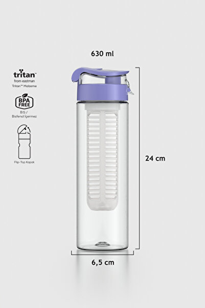 Renga Atlas Süzgeçli 630 ml Tritan Detoks Matara 911056 Mor