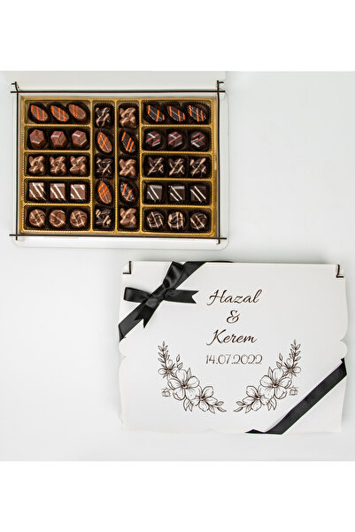 CARON CHOCOLATE Kişiye Özel Ahşap Kutulu ve Kişiye Özel Nişan-Söz Çikolatası ...