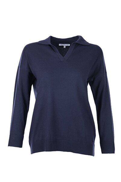 TOLGA SARAÇOĞLU 10734 Dark Blue Polo Neck Relaxed Fit Soft Tushed Knitwear
