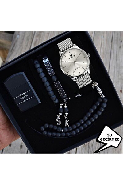 SPOLO Erkek Kol Saati Çakmak Tesbih Bileklik Seti