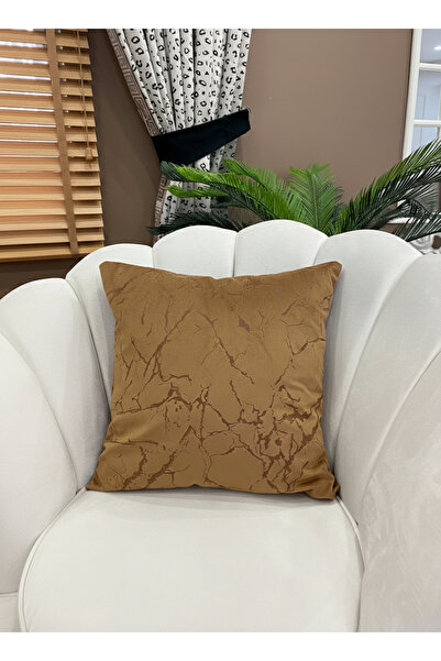 Brillant 2'li Kadife Kırlent Yastık Kılıfı Siyah-Kahve Varaklı (45X45)
