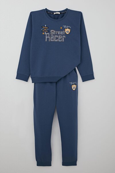 Breeze Boys' Tracksuit Set Street Racer Embroidery Printed 4-8 Years, Indigo