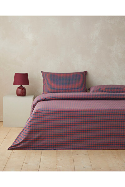 English Home Tile Check İpliği Boyalı Çift Kişilik Çarşaflı Nevresim Takımı 2...