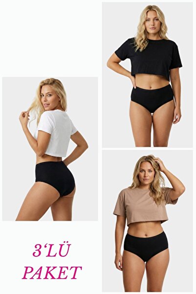 Newlilla 1018 Women's Classic Cut Cotton Plain Bato Panties 3-Pack