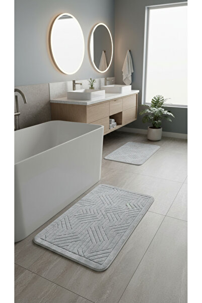 Tropikhome Tina Kaymaz Taban 2lı Pamuklu Banyo Paspası Yıkanabilir 60x100 50x...