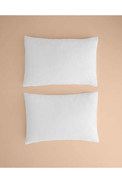 English Home Novella Premium Pamuk Dokulu 2'li Yastık Kılıfı 50x70 cm Beyaz